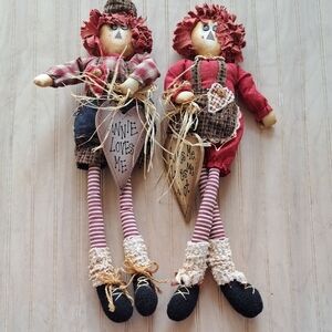 Charming Raggedy Ann Andy Rustic Wall Decor Accents Country Plaid Patches Dolls